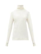 Matchesfashion.com Raf Simons - R-embroidered Roll-neck Jersey Top - Womens - Cream