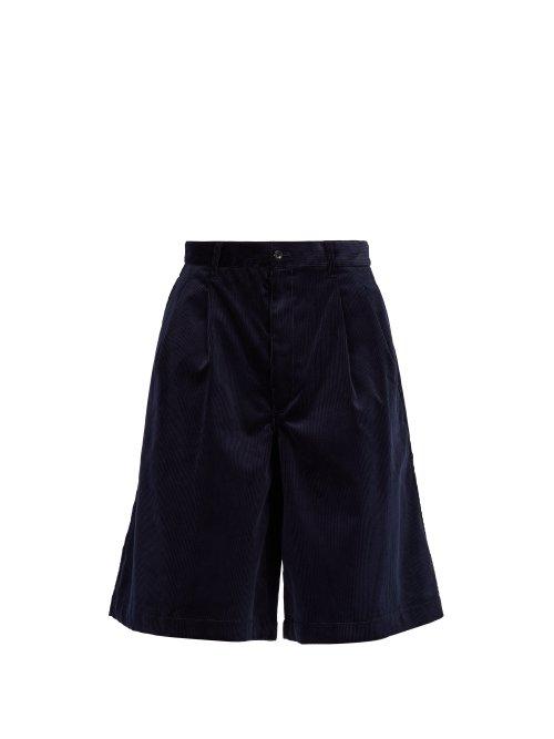 Matchesfashion.com Comme Des Garons Shirt - Wide Leg Corduroy Shorts - Mens - Navy