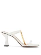 Matchesfashion.com Jw Anderson - Crystal-embellished Square-toe Leather Sandals - Womens - White