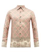 73 London - Palazzo-print Silk Shirt - Mens - Pink Print