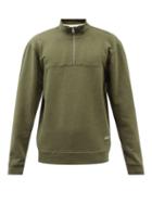 Albam - Zip-neck Cotton-jersey Sweatshirt - Mens - Khaki