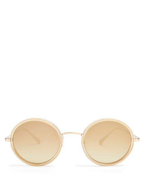 Matchesfashion.com Garrett Leight - Playa 48 Round Frame Sunglasses - Womens - Gold Multi