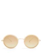 Matchesfashion.com Garrett Leight - Playa 48 Round Frame Sunglasses - Womens - Gold Multi