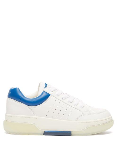Amiri - Stadium Hardware-logo Leather Trainers - Mens - Blue White