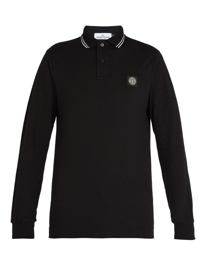 Stone Island Long-sleeved Stretch-cotton Piqu Polo Shirt