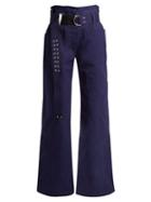 Matchesfashion.com La Fetiche - David Wide Leg Cotton Canvas Trousers - Womens - Navy