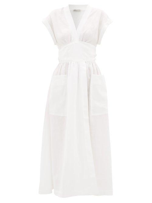Matchesfashion.com Three Graces London - Clarissa Linen Wrap Dress - Womens - White