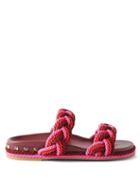 Valentino Garavani - Rrockstud Braided-strap Leather Slides - Womens - Multi