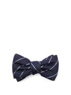Matchesfashion.com Alexander Mcqueen - Striped Silk-jacquard Bow Tie - Mens - Dark Navy