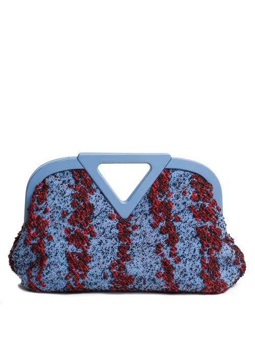 Ladies Bags Bottega Veneta - Point Boucl-canvas Clutch - Womens - Blue Multi