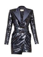 Matchesfashion.com Alexandre Vauthier - Satin-lapel Sequinned Mini Dress - Womens - Navy