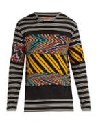 Matchesfashion.com Missoni Mare - Striped Cotton Long Sleeve T Shirt - Mens - Black Multi
