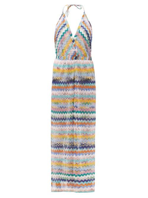 Matchesfashion.com Missoni Mare - Halterneck Zigzag-jacquard Jumpsuit - Womens - Multi
