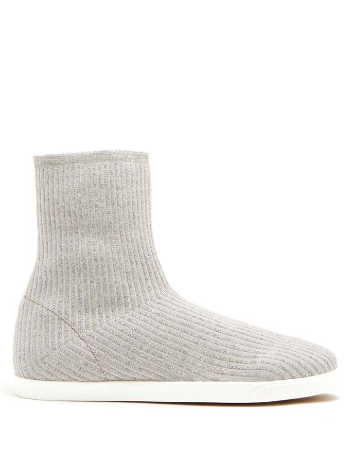 The Row Dean Ribbed-top Leather-trimmed Boots