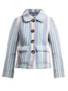 Matchesfashion.com Saks Potts - Lucy Striped Shearling Jacket - Womens - Blue Stripe
