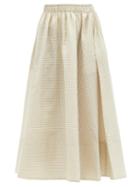Matchesfashion.com Toogood - Bellringer Gingham Cotton-blend Gauze Midi Skirt - Womens - Ivory