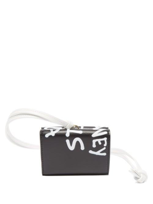 Stella Mccartney - X Ed Curtis Graffiti-print Faux-leather Cardholder - Womens - Black White