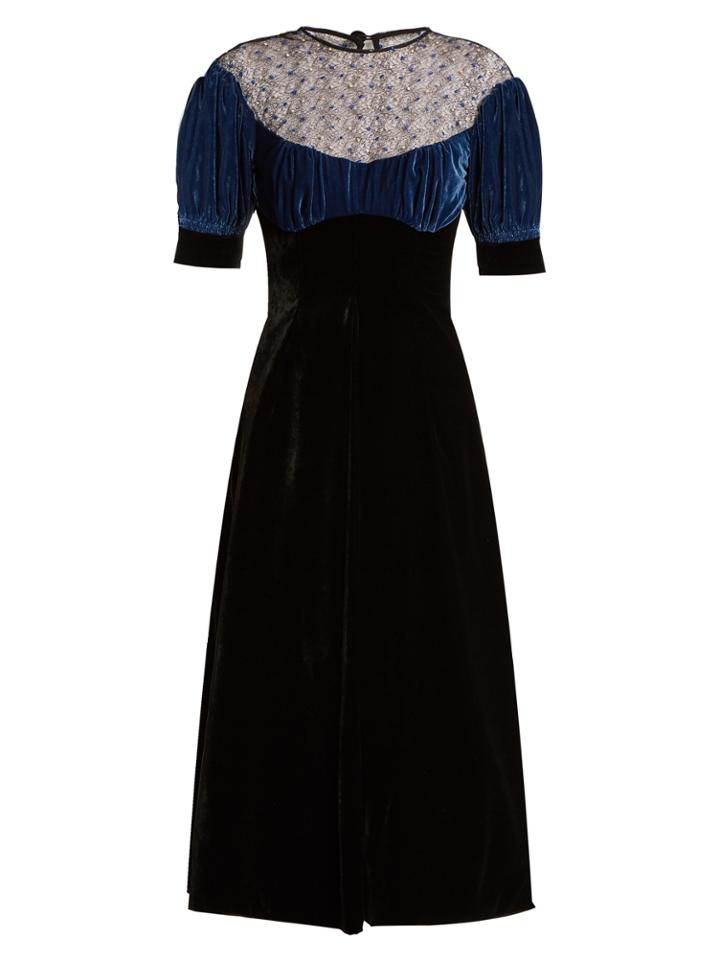 Emilia Wickstead Kirsten Embroidered-lace Velvet Dress