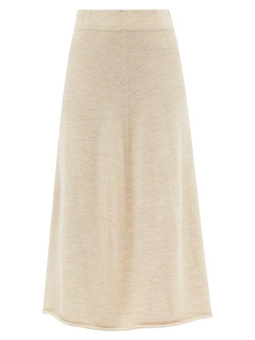 Lauren Manoogian - Rolled-hem Alpaca-blend Midi Skirt - Womens - Cream