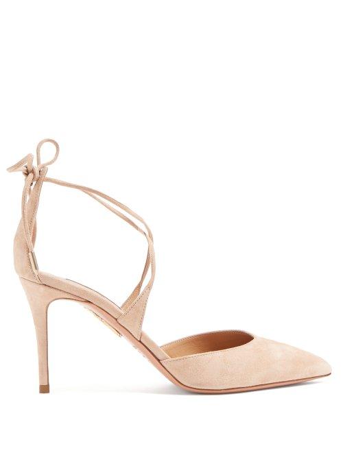 Matchesfashion.com Aquazzura - Very Matilde 105 Suede Pumps - Womens - Nude