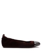 Lanvin Capped-toe Leather-trimmed Velvet Ballet Flats