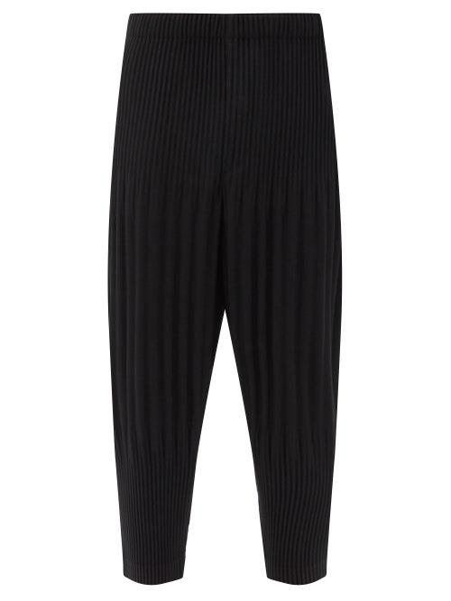 Matchesfashion.com Homme Pliss Issey Miyake - Technical-pleated Knit Cropped Trousers - Mens - Black