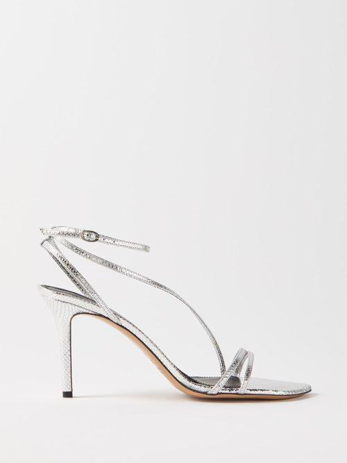 Isabel Marant - Axee 85 Metallic-leather Sandals - Womens - Silver