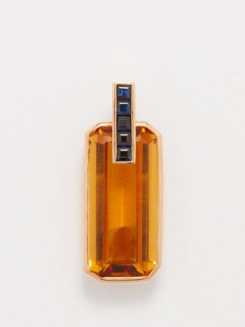 Dezso - Jali Sapphire, Citrine & 18kt Rose Gold Charm - Womens - Yellow Multi