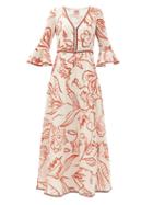 Matchesfashion.com Le Sirenuse, Positano - Bella Paisley-print Cotton-crepe Maxi Dress - Womens - Orange Print