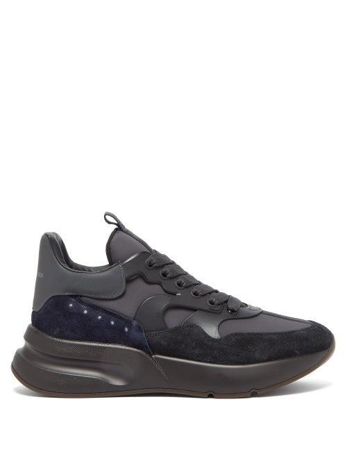 Matchesfashion.com Alexander Mcqueen - Raised-sole Suede And Leather Trainers - Mens - Black Multi