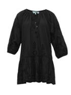 Matchesfashion.com Melissa Odabash - Ashley Laser Cut Cotton Poplin Dress - Womens - Black