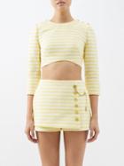 Zimmermann - High Tide Striped Cotton-blend Cropped Top - Womens - Yellow Stripe