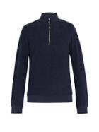 Matchesfashion.com Orlebar Brown - Hewson Half Zip Cotton Blend Towelling Sweatshirt - Mens - Navy