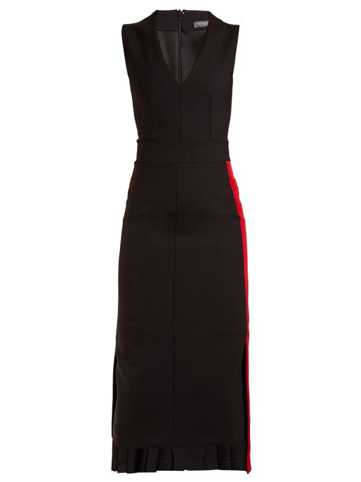 Alexander Mcqueen Striped Wool Midi Dress