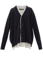 Ladies Rtw Raf Simons - Raw-edge Trim Wool Cardigan - Womens - Navy