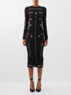 Christopher Kane - Zip-embellished Jersey Midi Dress - Womens - Black