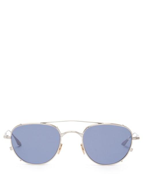 Matchesfashion.com Jacques Marie Mage - Harcourt Double-bridge Round Titanium Sunglasses - Womens - Silver
