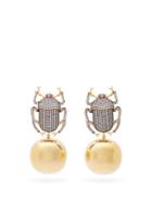 Matchesfashion.com Begum Khan - Pharaoh Party 24kt Gold Plated Clip Earrings - Womens - Crystal