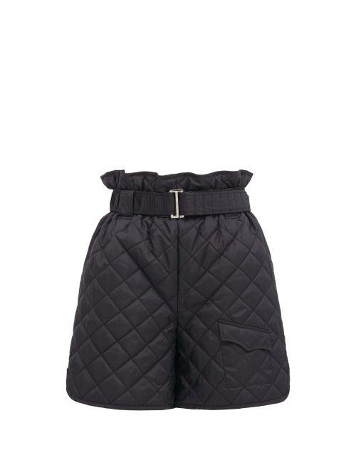 Matchesfashion.com Ganni - Quilted Recycled-fibre Ripstop Shorts - Womens - Black