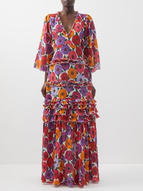 La Doublej - Jeanne Floral-print Cotton-blend Crepe Maxi Dress - Womens - Multi