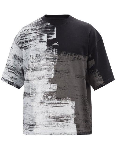 Matchesfashion.com A-cold-wall* - Brushstroke-print Organic-cotton Jersey T-shirt - Mens - Black Grey