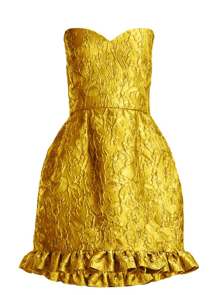 Emilio De La Morena Golde Floral-jacquard Strapless Mini Dress