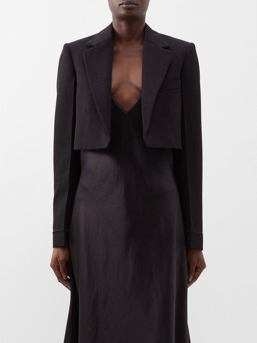 Victoria Beckham - Cropped Wool-gabardine Jacket - Womens - Black