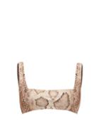 Matchesfashion.com Mara Hoffman - Meli Python-print Bikini Top - Womens - Cream Print