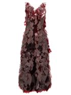 Matchesfashion.com Paco Rabanne - V-neck Sequin-chainmail Midi Dress - Womens - Burgundy