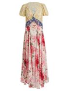 Attico Natalia Floral-print V-neck Silk-satin Dress