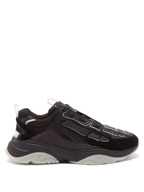 Amiri - Bone Runner Suede, Leather And Mesh Trainers - Mens - Black