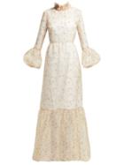 Matchesfashion.com By. Bonnie Young - Floral Print Silk Organza Gown - Womens - Beige Multi