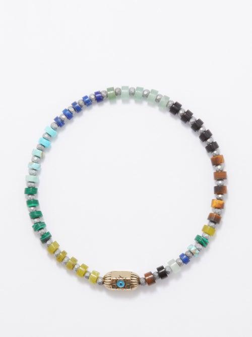 Luis Morais - Evil Eye, Glass & 14kt Gold Beaded Bracelet - Mens - Multi