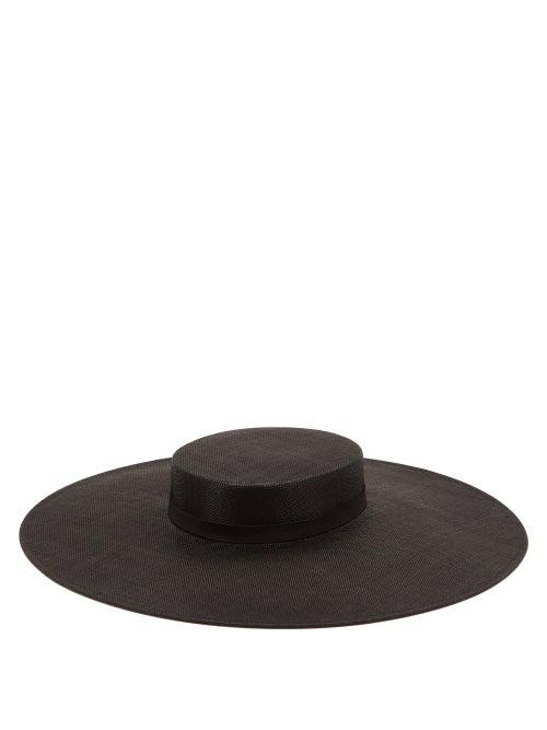 Matchesfashion.com Erdem - X Noel Stewart Floral-print Raffia Hat - Womens - Black Pink
